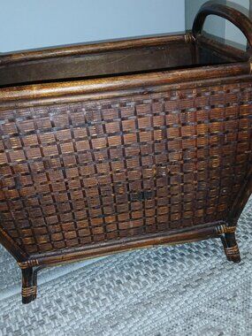 Pier 1 Rattan Bamboo Footed Storage Basket